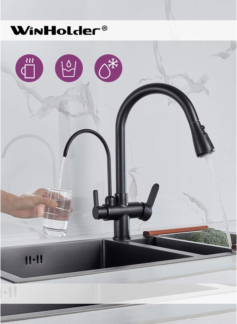 WinHolder 3 in 1 Pull-Out Kitchen Faucet, Kitchen Pull-Out Hot Cold and Pure Direct Drinking Faucet, Washbasin Sink Sink Faucet - Image 5